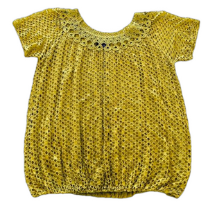 Frocella Top Yellow, Eyelet look One Size, Medium Fit Made in Italie